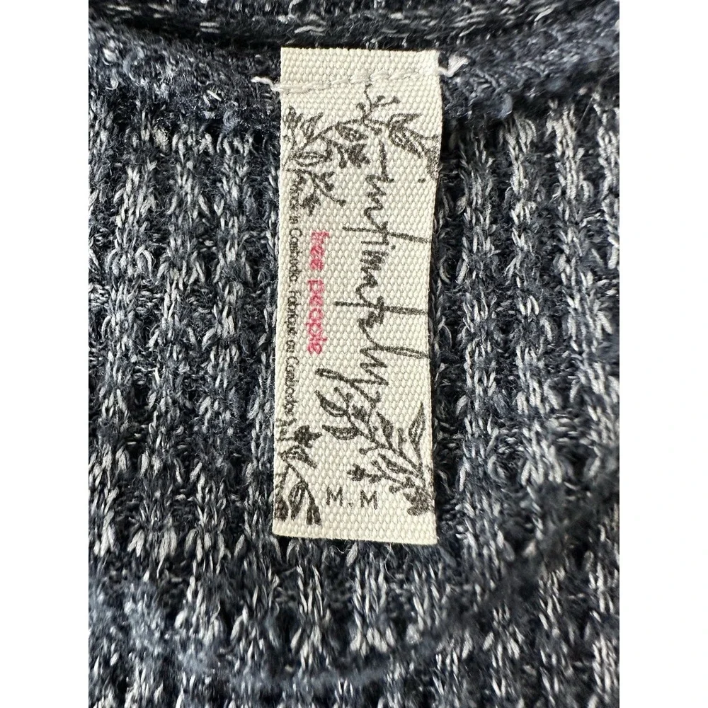 Free People Bodysuit Women Medium Black‎ Keep Your Cool Thermal Knit Long Sleeve